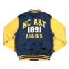 North Carolina A T Navy and Gold Baseball Jacket