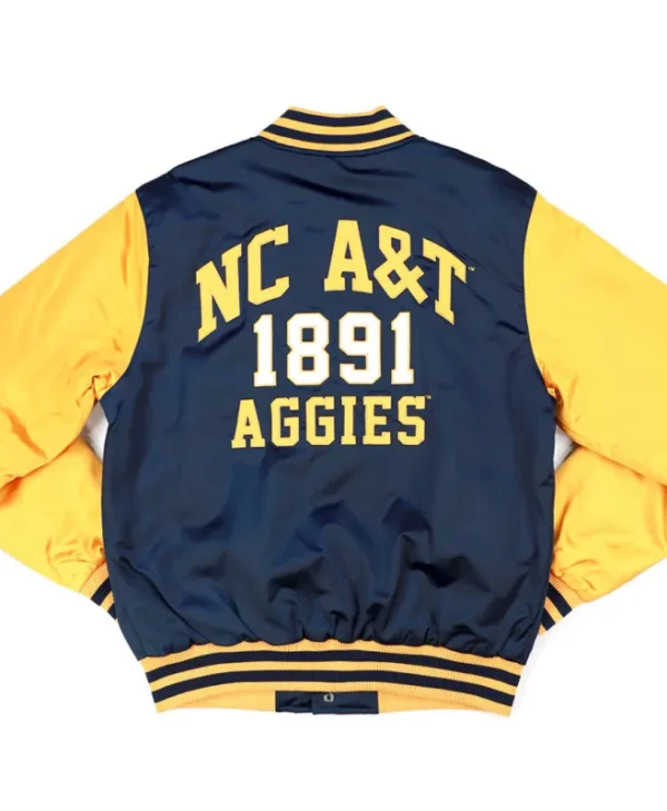 North Carolina A T Navy and Gold Baseball Jacket