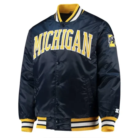 o line michigan wolverines navy satin jacket