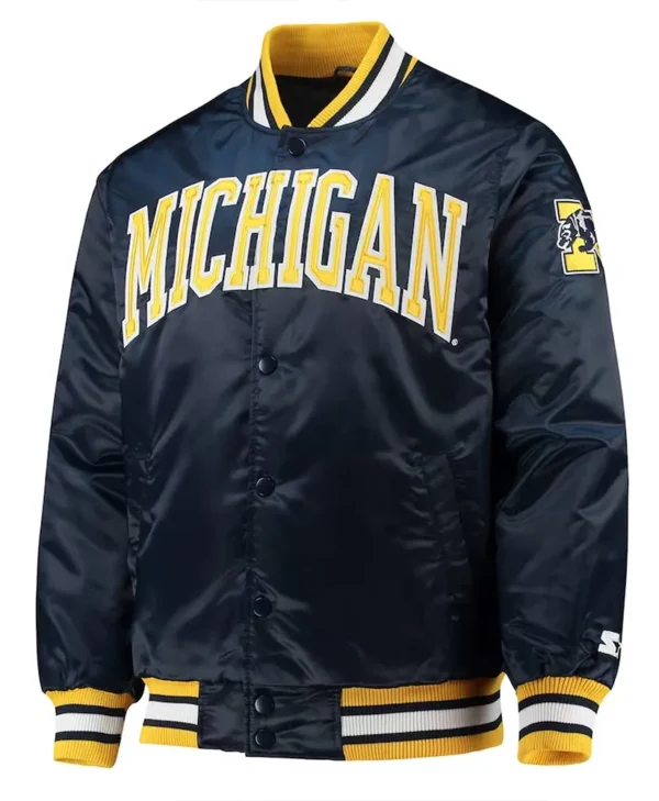 o line michigan wolverines navy satin jacket