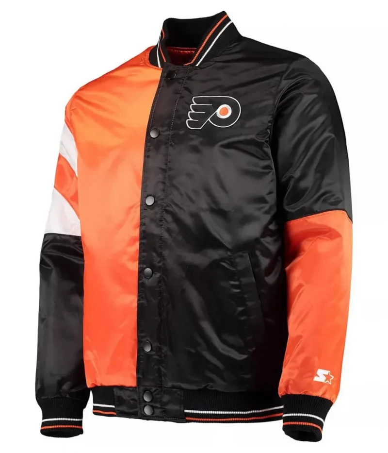 philadelphia flyers leader black and orange satin jacket scaled