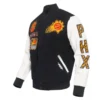 phoenix suns animal print black and white varsity jacket