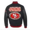 san francisco 49ers prep black varsity wool leather jacket