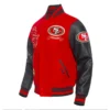 san francisco 49ers prep red black varsity jacket