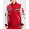 st louis cardinals mashup red and white varsity jacket