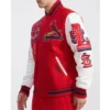 st louis cardinals red and white mashup varsity jacket