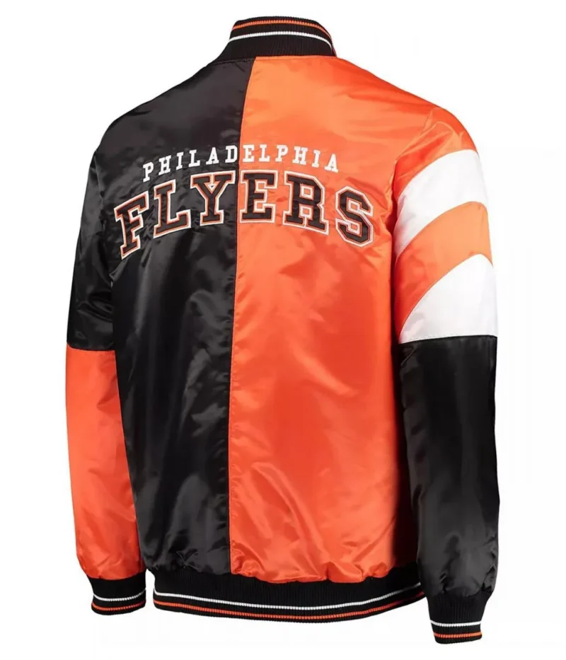starter black orange philadelphia flyers leader satin full snap jacket scaled
