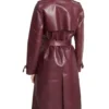 Women s Burgundy Double Breasted Belted Coat