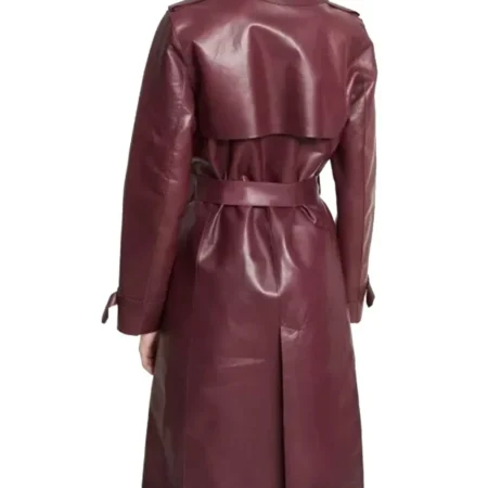 Women s Burgundy Double Breasted Belted Coat