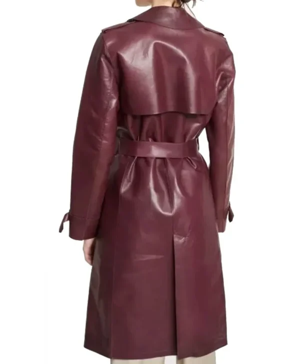Women s Burgundy Double Breasted Belted Coat