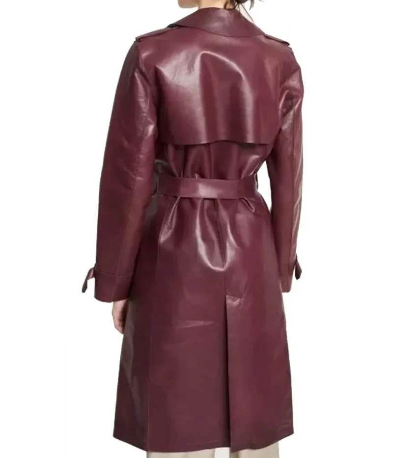 Women s Burgundy Double Breasted Belted Coat