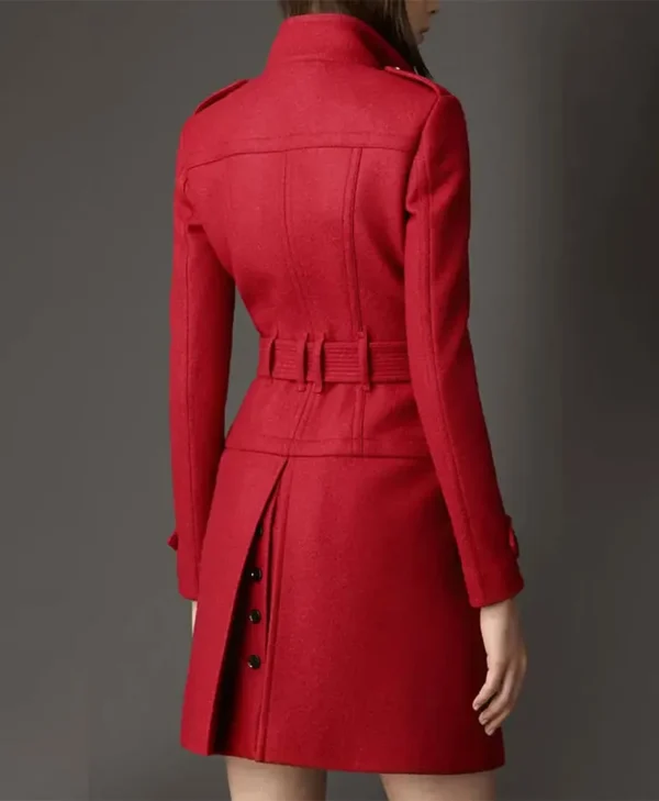 womens red structured boiled wool