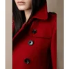 Women s Red Wool Mid Length Trench Coat