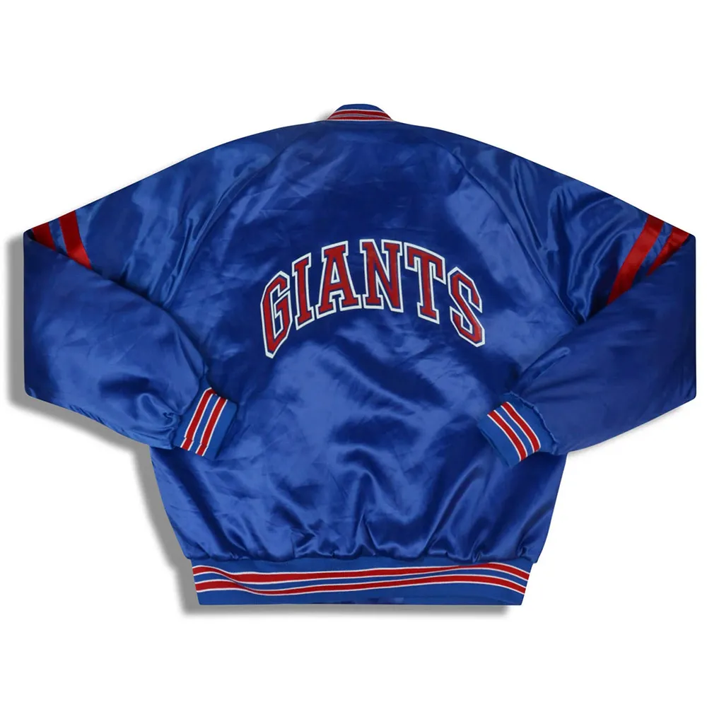 1990s New York Giants Varsity Satin Jacket back 1 webp