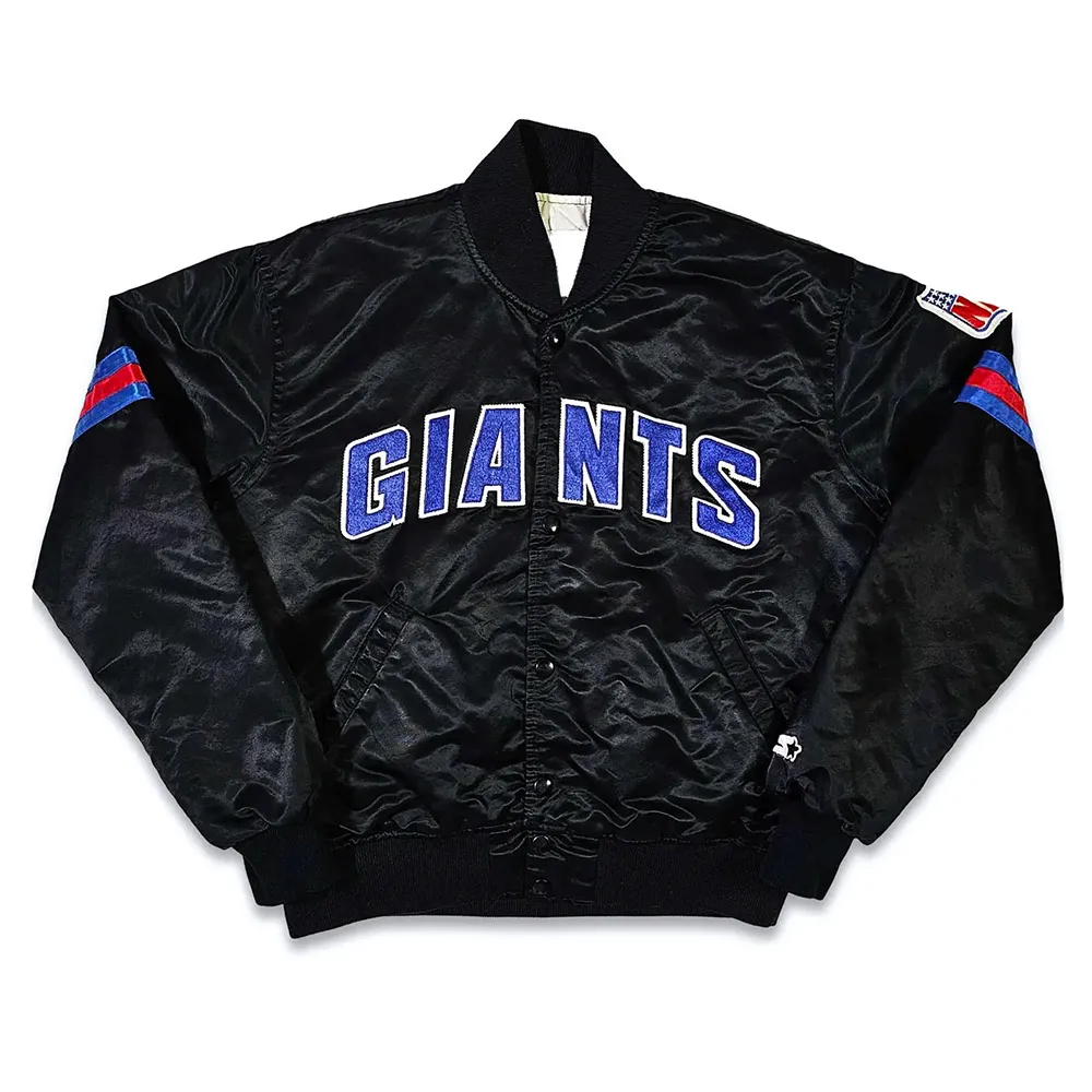 80s New York Giants Black Bomber Jacket webp