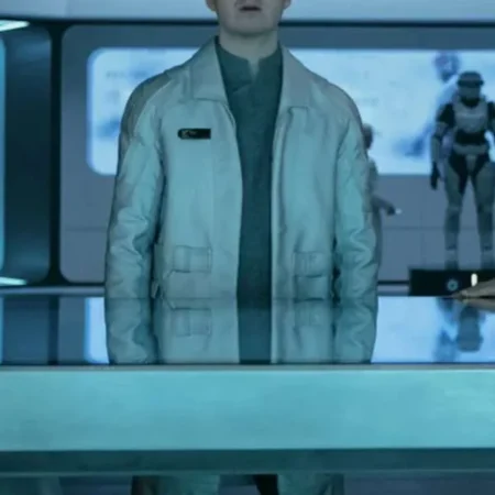 Adun Halo White Leather Coat For Sale