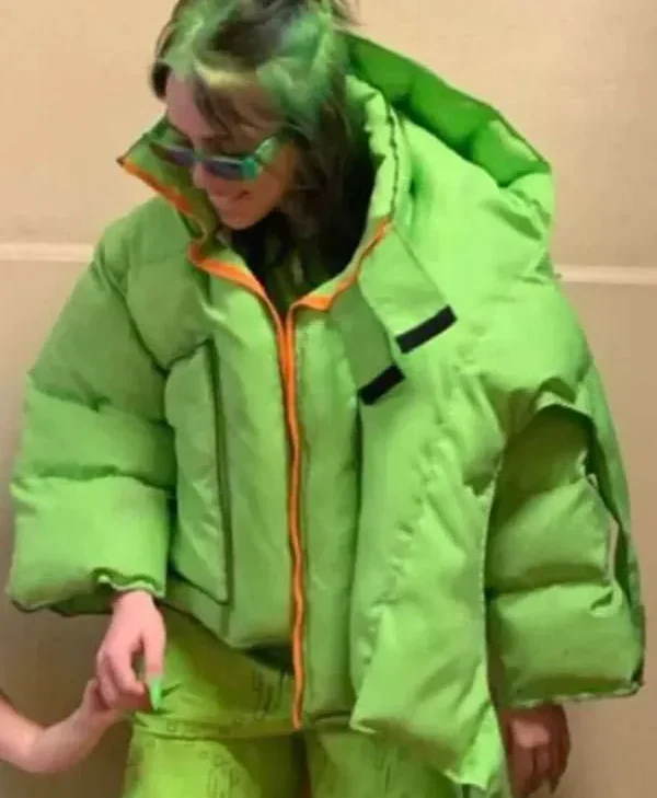 American Singer Billie Eilish Green Hooded Jacket