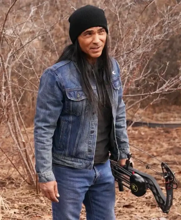 Americana Zahn McClarnon Blue Denim Jacket webp