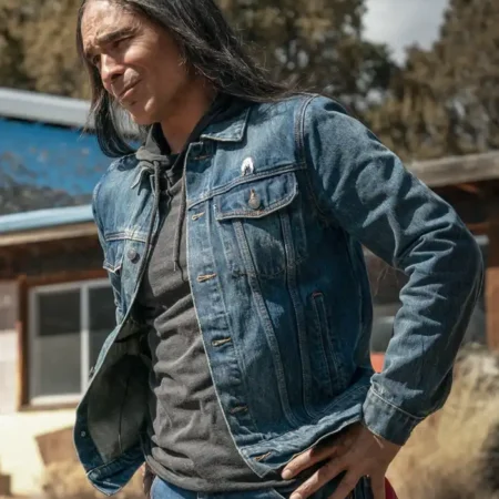 Americana Zahn McClarnon Blue Denim Jacket Side webp