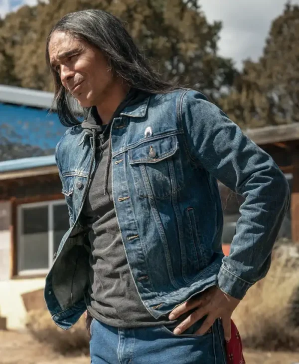 Americana Zahn McClarnon Blue Denim Jacket Side webp