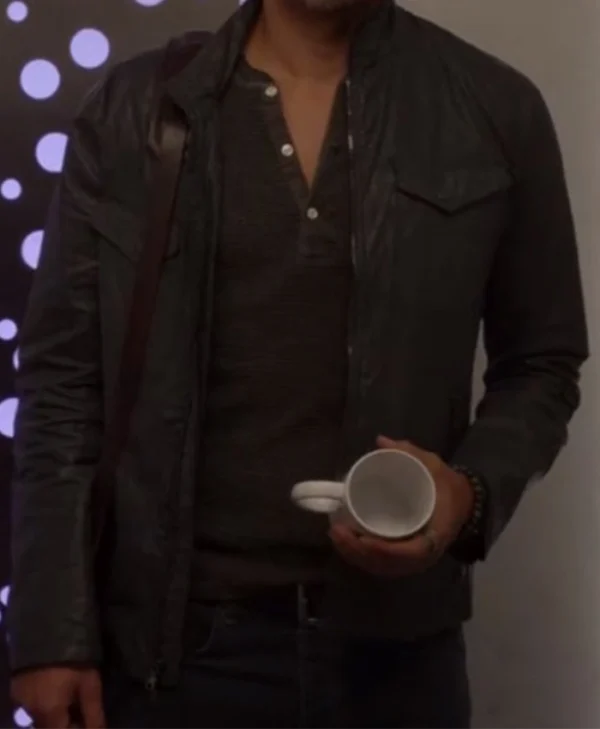 And Just Like That Ivan Hernandez Black Jacket closeup