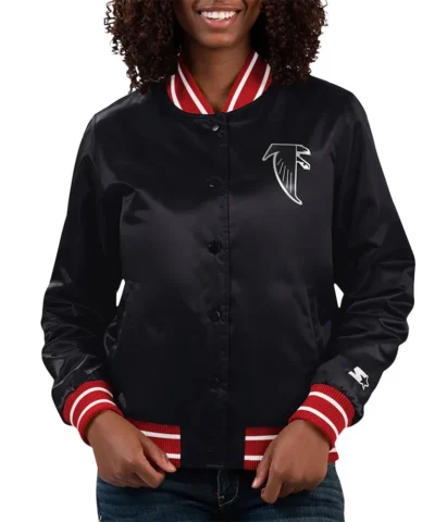 Atlanta Falcons Black Full Count Varsity Satin Jacket