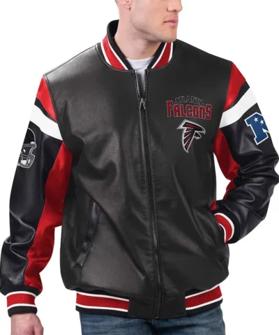 Atlanta Falcons Black Varsity Full-Zip Leather Jacket