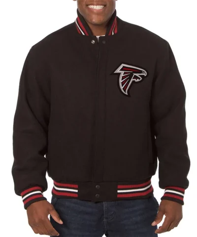 Atlanta Falcons Embroidered Varsity Black Wool Jacket