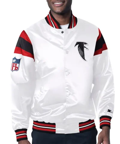 Atlanta Falcons Midweight White Satin Jacket