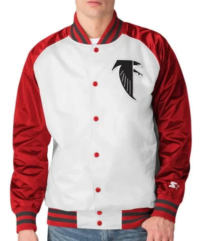 Atlanta Falcons Throwback Varsity Red and Satin Jacket