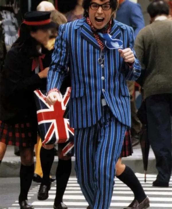 Austin Powers Blue Striped Plaid Suit front