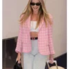 Barbie 2023 Margot Robbie Checkered Pink Blazer webp