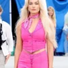 Barbie 2023 Margot Robbie Pink Suit closeup webp