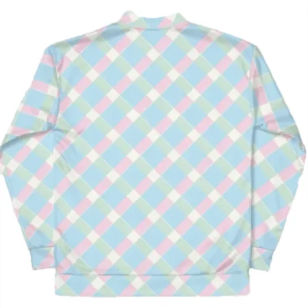 Barbie 2023 Plaid Zip Up Multicolor Bomber Jacket webp