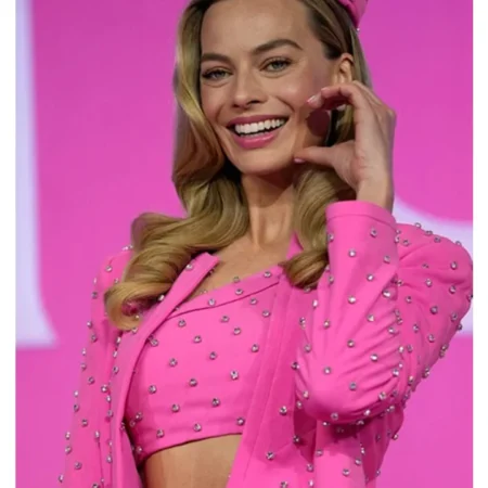 Barbie 2023 Premiere Margot Robbie Pink Jacket webp