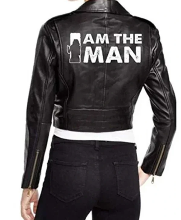 Becky Lynch I Am The Man Black Leather Jacket Back