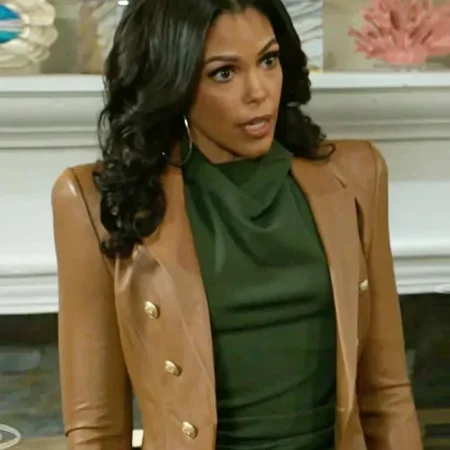 Beyond the Gates S01 Karla Mosley Leather Blazer
