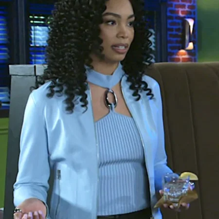 Beyond the Gates S01 RhonniRose Mantilla Blue Leather Jacket