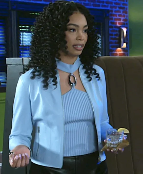 Beyond the Gates S01 RhonniRose Mantilla Blue Leather Jacket