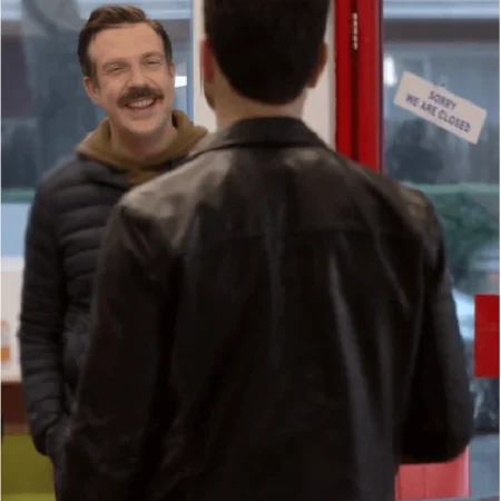 Brett Goldstein Ted Lasso S02 Roy Kent Leather Jacket back webp