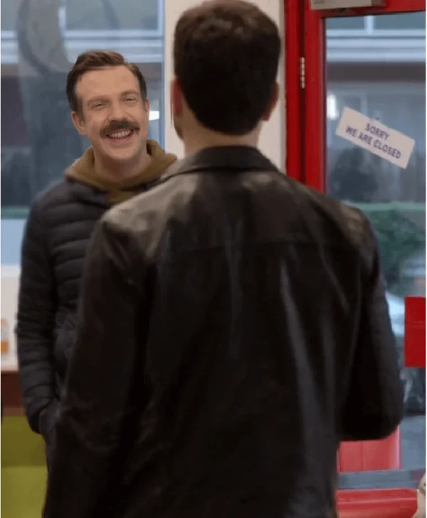 Brett Goldstein Ted Lasso S02 Roy Kent Leather Jacket back webp