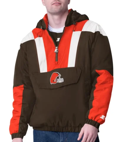 Brown Cleveland Browns Charger Half-Zip Pullover Jacket