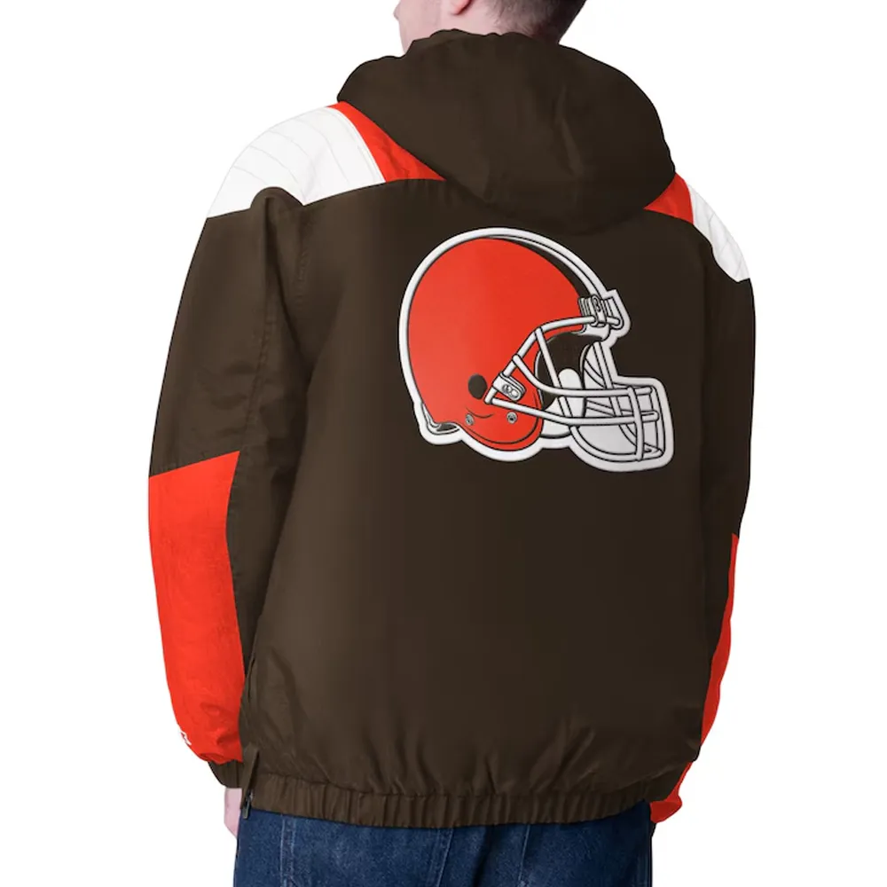 Brown Cleveland Browns Charger Half Zip Pullover Jacket back webp
