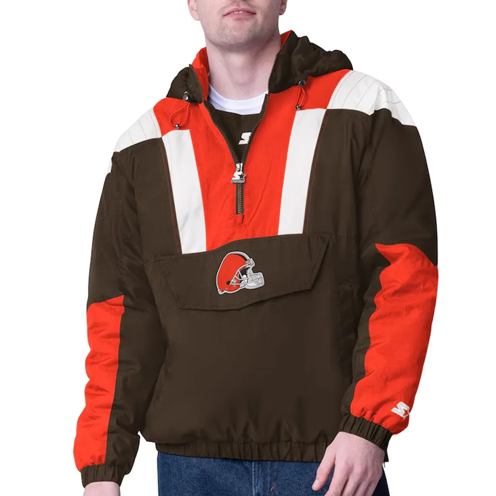 Brown Cleveland Browns Charger Half Zip Pullover Jacket webp