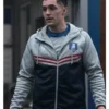 Buy Phil Dunster Ted Lasso Grey and Blue Hooded Jacket webp