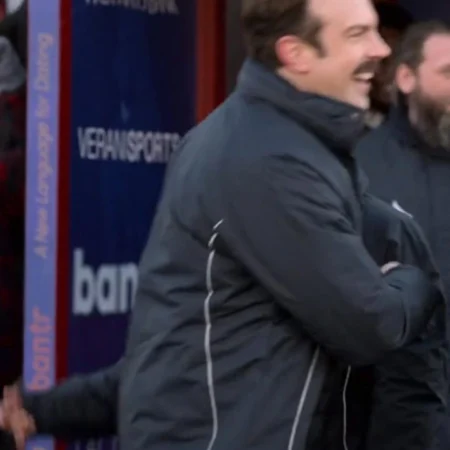 Buy Ted Lasso Jason Sudeikis Black Cotton Track Coat webp