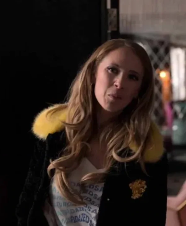 Buy Ted Lasso S3 Juno Temple Black and Yellow Fur Jacket webp