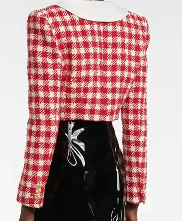 Buy Ted Lasso Season 3 Keeley Jones Red Checked Cropped Jacket webp