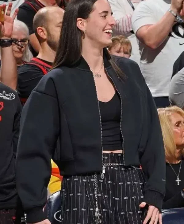 Caitlin Clark Indiana Fever 2025 Black Bomber Jacket