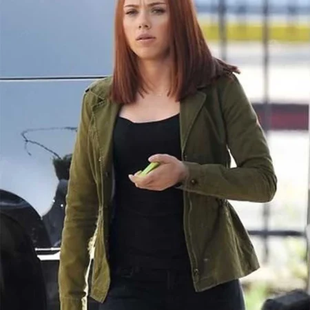 Captain America The Winter Soldier Black Widow Green Jacket webp